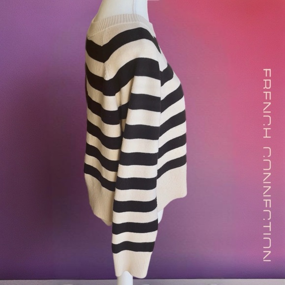 French Connection Cream and Black Striped Knit Top - Picture 4 of 10